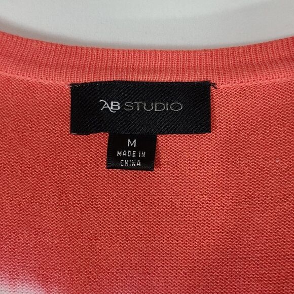 AB Studio Coral Striped Button Down Cardigan - Picture 4 of 7